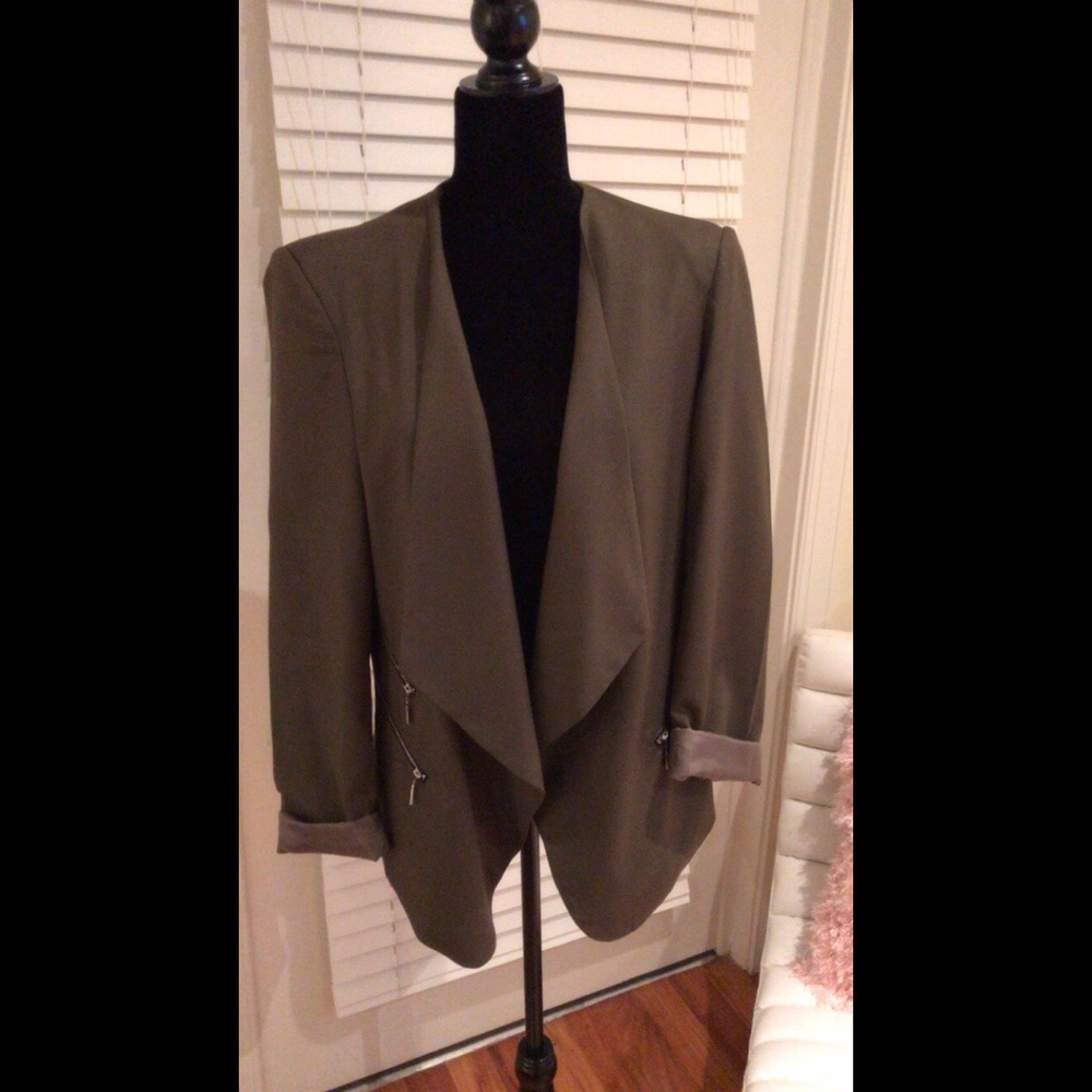 Army Green Blazer w/zipper details